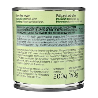 Delhaize | Petits pois | Etuvées | Extra fins | Boîte 3 x 140 gr