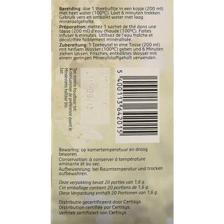Delhaize | Bio | Kruidenthee | Linde | Zakjes | Bio 20 x 1,6 gr