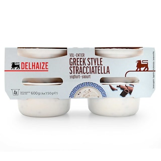 Delhaize | Yoghurt | Griekse stijl | Vol | Stracciatella 4 x 150 gr