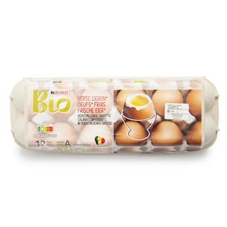 Delhaize | Bio | Eieren | Verschillende grootte | Bio 