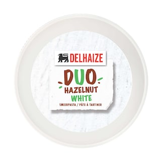 Delhaize | Pâte à tartiner | Duo | Blanc & noisettes 