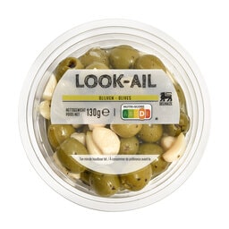 Delhaize | Olives à l'ail 130 gr
