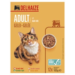 Delhaize | Aliment chat | Gelée | Mix | 12x100g 12 x 100 gr