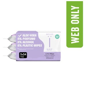 Naif | Babydoekjes | Lotion |Plastic-Vrij | 3-pack 3 x 54 st