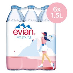 Evian | Mineraalwater | Niet bruisend | PET 6 x 1,5 l