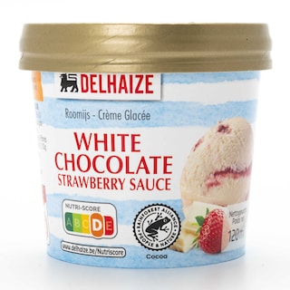 Delhaize | Roomijs | Witte chocolade | Aardbei 