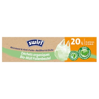 Swirl | Sac Poubelle | Poignées | 100% Biodégradable | 6st | 20L 