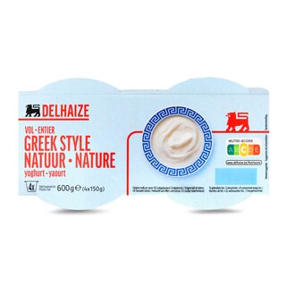 Delhaize | Yoghurt | Griekse stijl | Vol | Natuur 4 x 150 gr