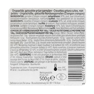 Delhaize | Grijze garnalen | Vers | Ongepeld 500 gr