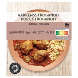 Delhaize | Varkensstroganoff | Groentenrijst 