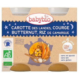 Babybio | Maaltijd | Wortel Pompoen Rijst | 6M | Bio 400 gr