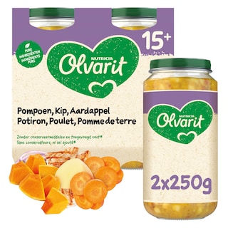 Olvarit | Repas | Potiron Poulet Pomme de terre | 15M 2 x 250 gr