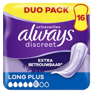 Always | Discreet | Serviettes | Fuites Urinaires | Long+ 16 pc