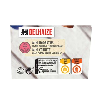 Delhaize | Mini cornets vanille et chocolat 