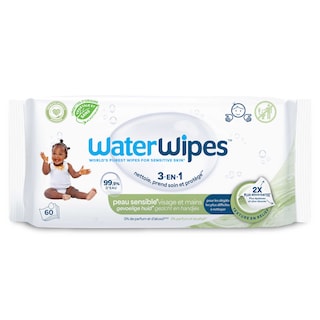 Waterwipes | Toddler Wipes | Débarbouillettes | Biodégradable 60 pc