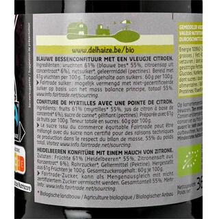 Delhaize | Bio | Confituur | Bosbessen | Extra | Bio | Ft 360 gr