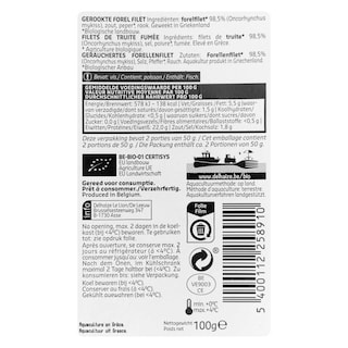 Delhaize | Bio | Filet de truite | Fumée | Bio 
