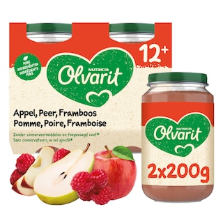 Olvarit | Fruitpap | Appel Peer Framboos | 12M 2 x 200 gr