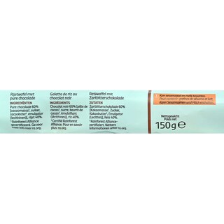 Delhaize | Rijstwafels | Pure chocolade 150 gr