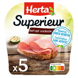 Herta | Jambon superieur à la broche | Conservation sans nitrites| 5 tranches 