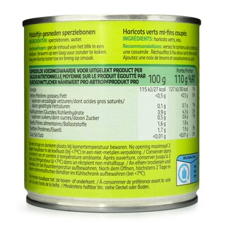 Delhaize | Middelfijne versneden sperziebonen| Zond.zout 225 gr