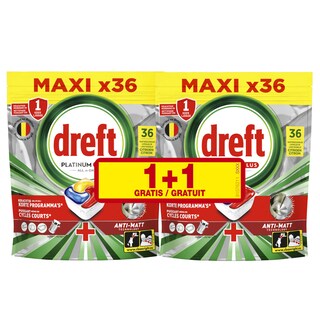 Dreft | Platinum Plus | All In One | Capsules | Citroen | 1+1 2 x 36 st