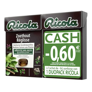 Ricola | Kruidenpastilles | Zoethout | Bon €0.60 