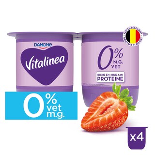 Vitalinea | Yoghurt| Fruit | Aardbei | 0% v.g. | Vitamine D 4 x 125 gr