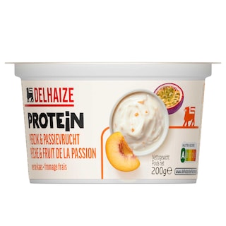 Delhaize | Fromage frais protéiné | Pêche-Fruit Pass 200 gr
