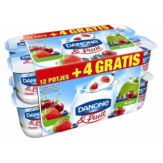 Danone | Yaourt|Panaché de fruits|Maigre|12+4 gratuit 