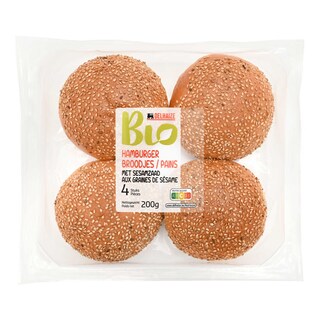 Delhaize | Bio | Pain hamburger | Sésame | Bio 4 x 50 gr