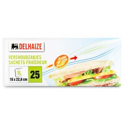 Delhaize | Boterhamzakken | 1L | Zip | 25ST 