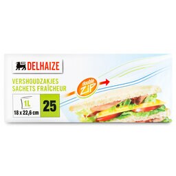 Delhaize | Boterhamzakken | 1L | Zip | 25ST 