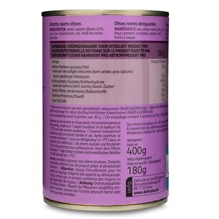 Delhaize | Olijven | Zwart | Zonder pit 180 gr