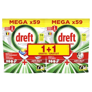 Dreft | Platinum Plus | All In One | Capsules | Citron | 1+1 2 x 59 pc