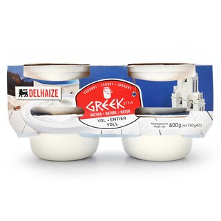 Delhaize | Yoghurt | Griekse stijl | Vol | Natuur 4 x 150 gr