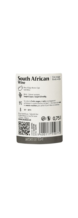 Delhaize | South African Wine | Merlot / Cabernet Sauvignon 75 cl