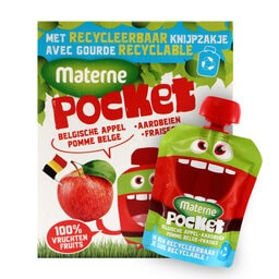 Materne | Fruit Pocket! | Compote | Pomme | Fraise 4 x 90 gr