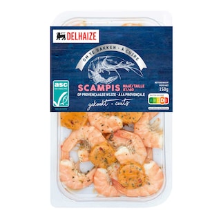 Delhaize | Scampi's | Gekookt | Provençaalse wijze 