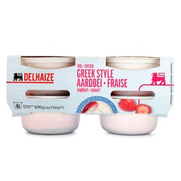 Delhaize | Yoghurt | Griekse stijl | Vol | Aardbei 4 x 150 gr