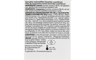 Delhaize | Filet de maquereau | Fumé | Nature +/- 200 gr