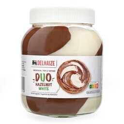 Delhaize | Pâte à tartiner | Duo | Blanc & noisettes 
