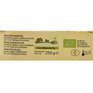 Delhaize | Bio | Beurre de baratte | Salé |  Bio 250 gr