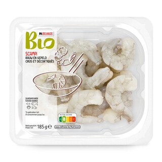 Delhaize | Bio | Scampis | Crus | Décortiqués | Nature | Bio 185 gr