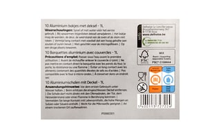 Delhaize | 10 Aluminium Bakjes + Deksels | 1L 