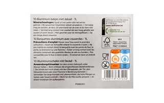 Delhaize | 10 Barquettes Aluminium + Couvercles | 1L 10 pc