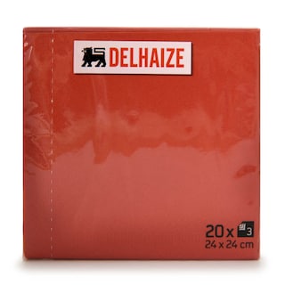 Delhaize | Serviettes | Rouge | 24x24cm 20 pc