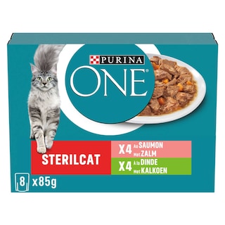 Purina ONE | Aliment Chat | Sterilisé | Pâté | Saumon & Dinde 