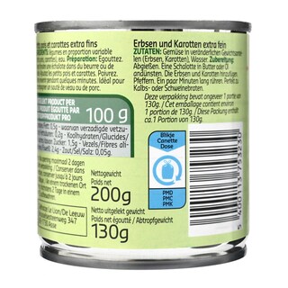 Delhaize | Petits pois-Carottes | Extra fins | Boîte 