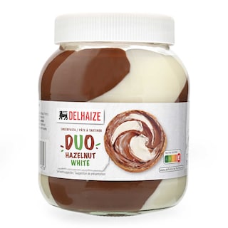 Delhaize | Pâte à tartiner | Duo | Blanc & noisettes 